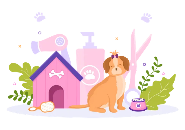 Pet Grooming for Dogs  Illustration