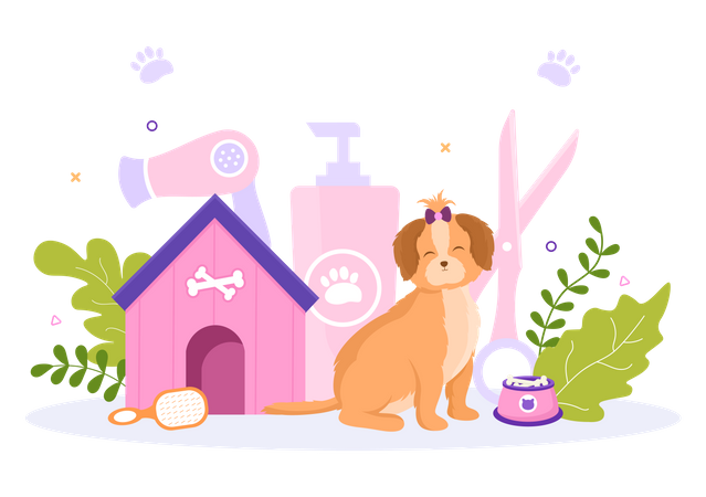 Pet Grooming for Dogs  Illustration