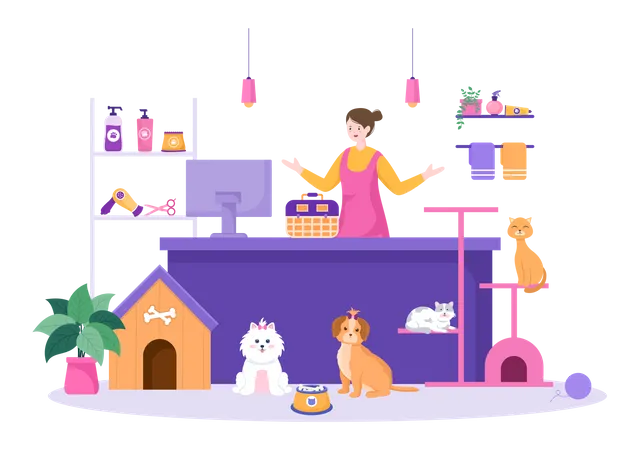 Pet Grooming shop  Illustration