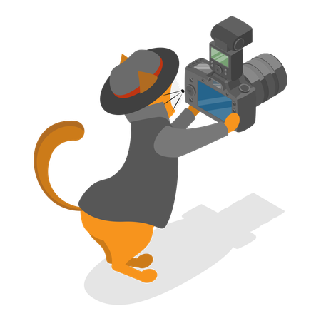 Pet holding camera while working as Detectives  Illustration
