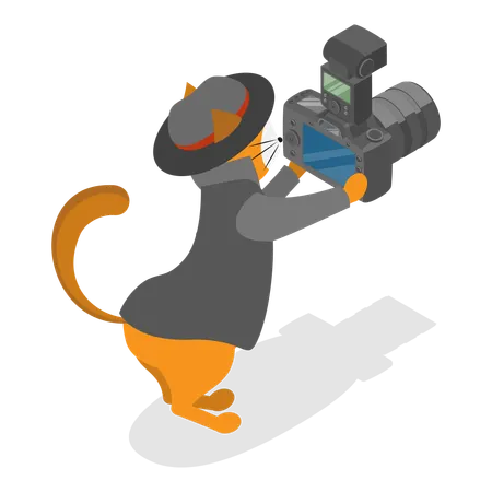 Pet holding camera while working as Detectives  Illustration