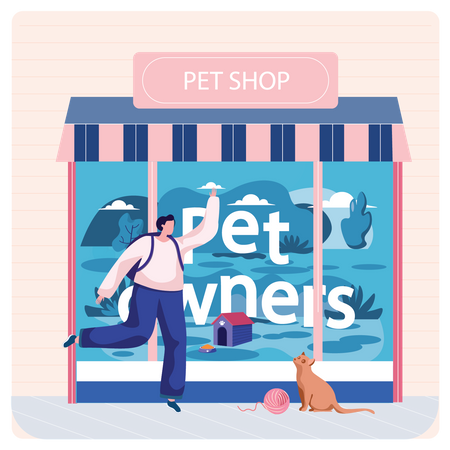 Pet owner playing with cat  Illustration