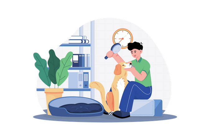 Pet Owners Spend Time With Dogs  Illustration