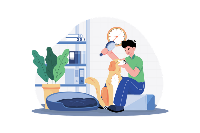 Pet Owners Spend Time With Dogs  Illustration