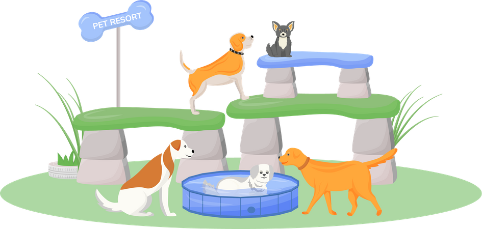 Resort premium para animais de estimação  Ilustração