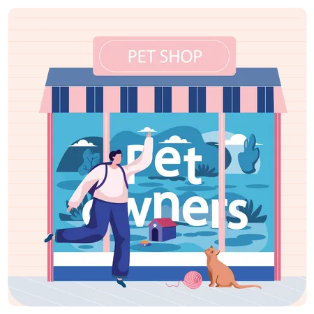 Pet owner playing with cat  Illustration