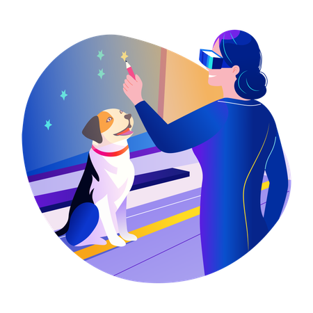 Pet trainer using vr technology  Illustration