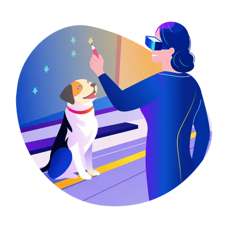 Pet trainer using vr technology  Illustration