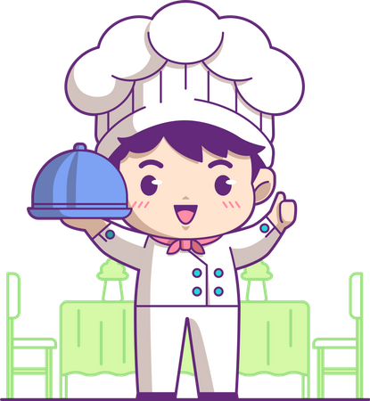 Petit chef avec de la nourriture  Illustration