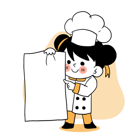 Petit chef montrant le menu du jour  Illustration