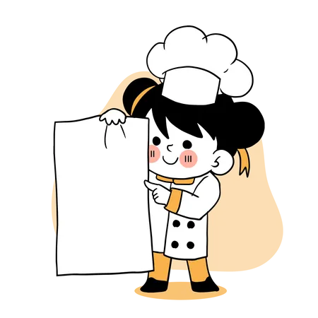 Petit chef montrant le menu du jour  Illustration