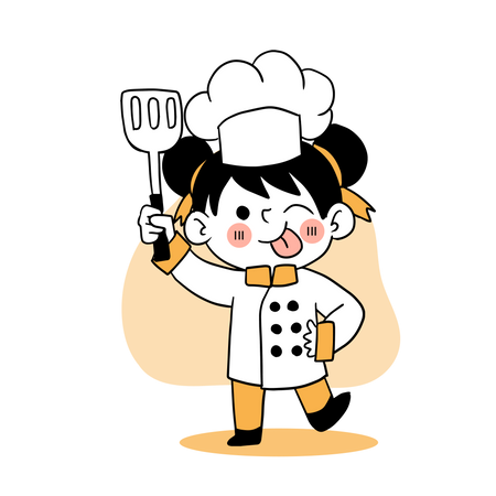 Petit chef tenant une spatule  Illustration