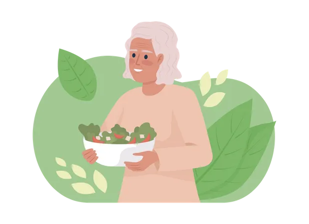 Petit-déjeuner sain et nutritif pour les personnes âgées  Illustration
