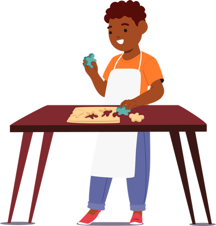 Petit enfant préparant des biscuits  Illustration