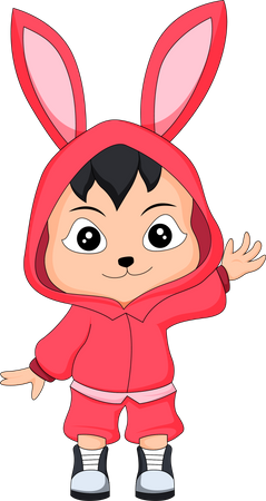 Petit enfant en costume de lapin  Illustration