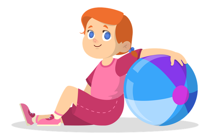 Petit enfant jouant avec le ballon  Illustration