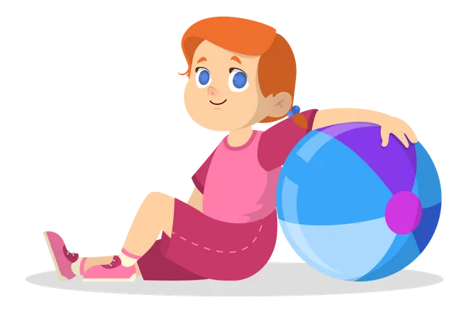 Petit enfant jouant avec le ballon  Illustration