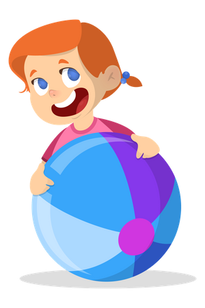 Un petit enfant joue avec le ballon  Illustration