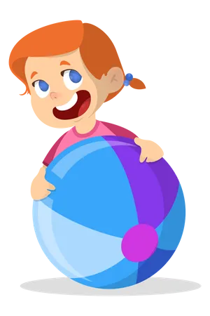 Un petit enfant joue avec le ballon  Illustration