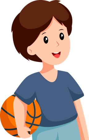 Petit garçon avec ballon de basket  Illustration