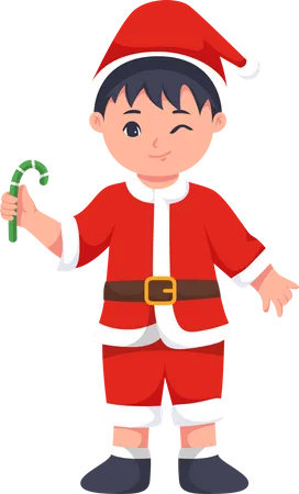 Petit garçon avec un costume de Noël  Illustration