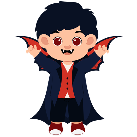 Petit garçon avec un costume de Dracula  Illustration