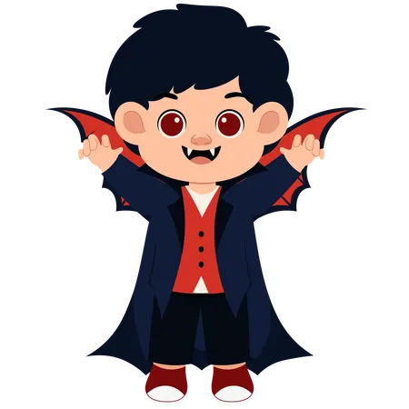 Petit garçon avec un costume de Dracula  Illustration