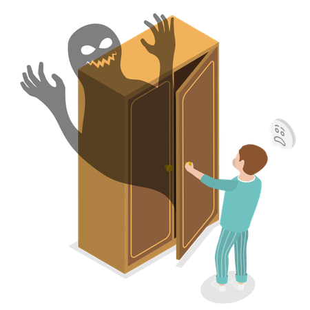 Petit garçon ayant des peurs d'enfance  Illustration