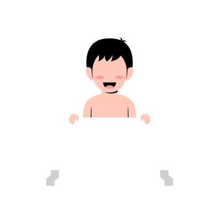 Petit garçon dans la baignoire  Illustration