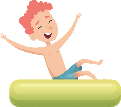 Petit garçon dans une piscine avec tube de natation  Illustration