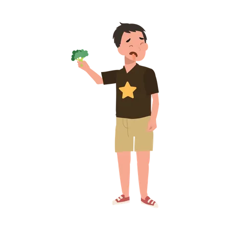 Petit garçon déteste le brocoli  Illustration