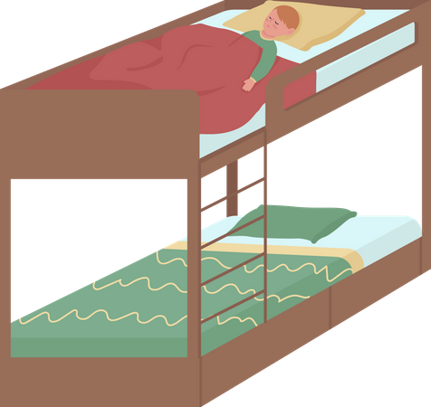 Petit garçon dormant sur un lit superposé  Illustration