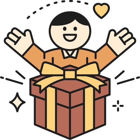 Petit garçon excité pour un cadeau surprise  Illustration
