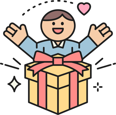 Petit garçon excité pour un cadeau surprise  Illustration