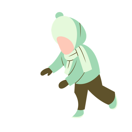 Petit garçon faisant un bonhomme de neige  Illustration