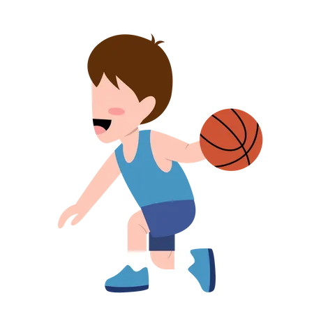 Petit garçon jouant au basket  Illustration