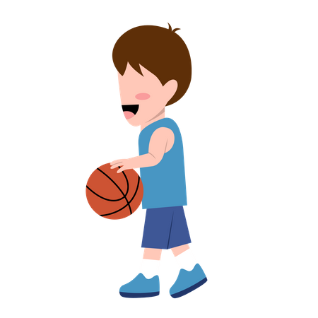 Petit garçon jouant au basket  Illustration