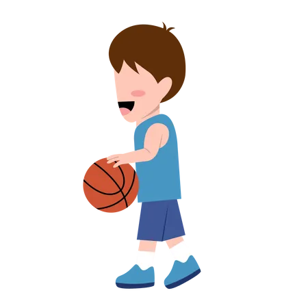 Petit garçon jouant au basket  Illustration