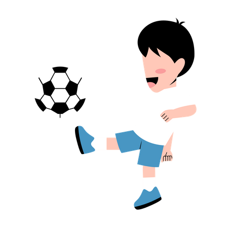 Petit garçon jouant au football  Illustration