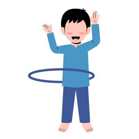 Petit garçon jouant au Hula Hoop  Illustration