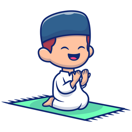 Petit garçon musulman faisant du namaz quotidiennement  Illustration