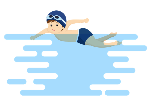 Petit garçon nageant  Illustration