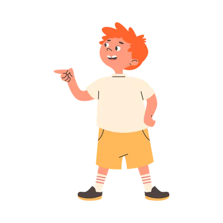 Petit garçon pointant le doigt vers la gauche  Illustration