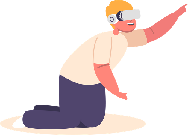 Petit garçon portant des lunettes VR  Illustration
