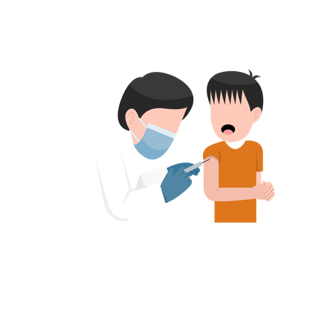 Vaccination d'un petit garçon par un médecin  Illustration