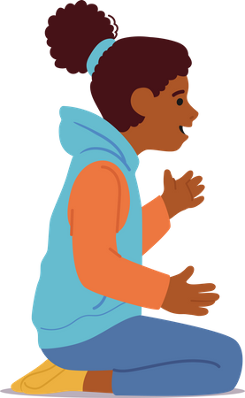Petite fille assise sur le sol  Illustration