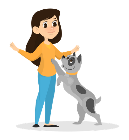 Petite fille avec chien  Illustration