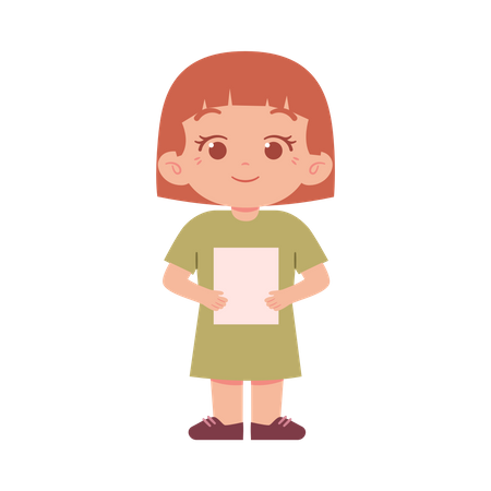 Petite fille avec du papier  Illustration