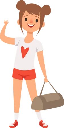 Petite fille avec un sac de voyage  Illustration