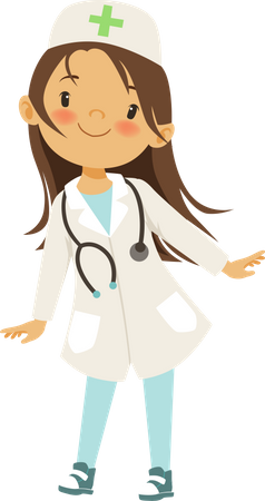 Petite fille en costume de médecin  Illustration